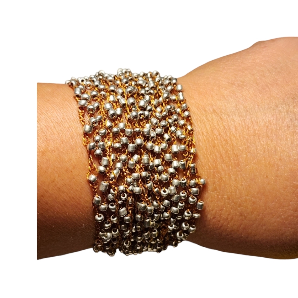 FINAL PRICE - Solis & Arevalo Crochet and Beads Bracelet with Button - Picture 1 of 3